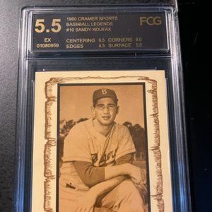 SANDY KOUFAX 1980 CRAMER SPORTS CARD--GRADED 5.5